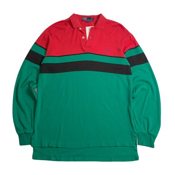 Vintage Polo Ralph Lauren Striped Longsleeve Henley Shirt M - Picture 1 of 3